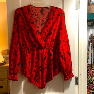 Shein curvy red leopard top
